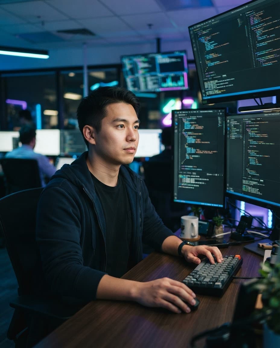 Ehsan Munna working at a desk